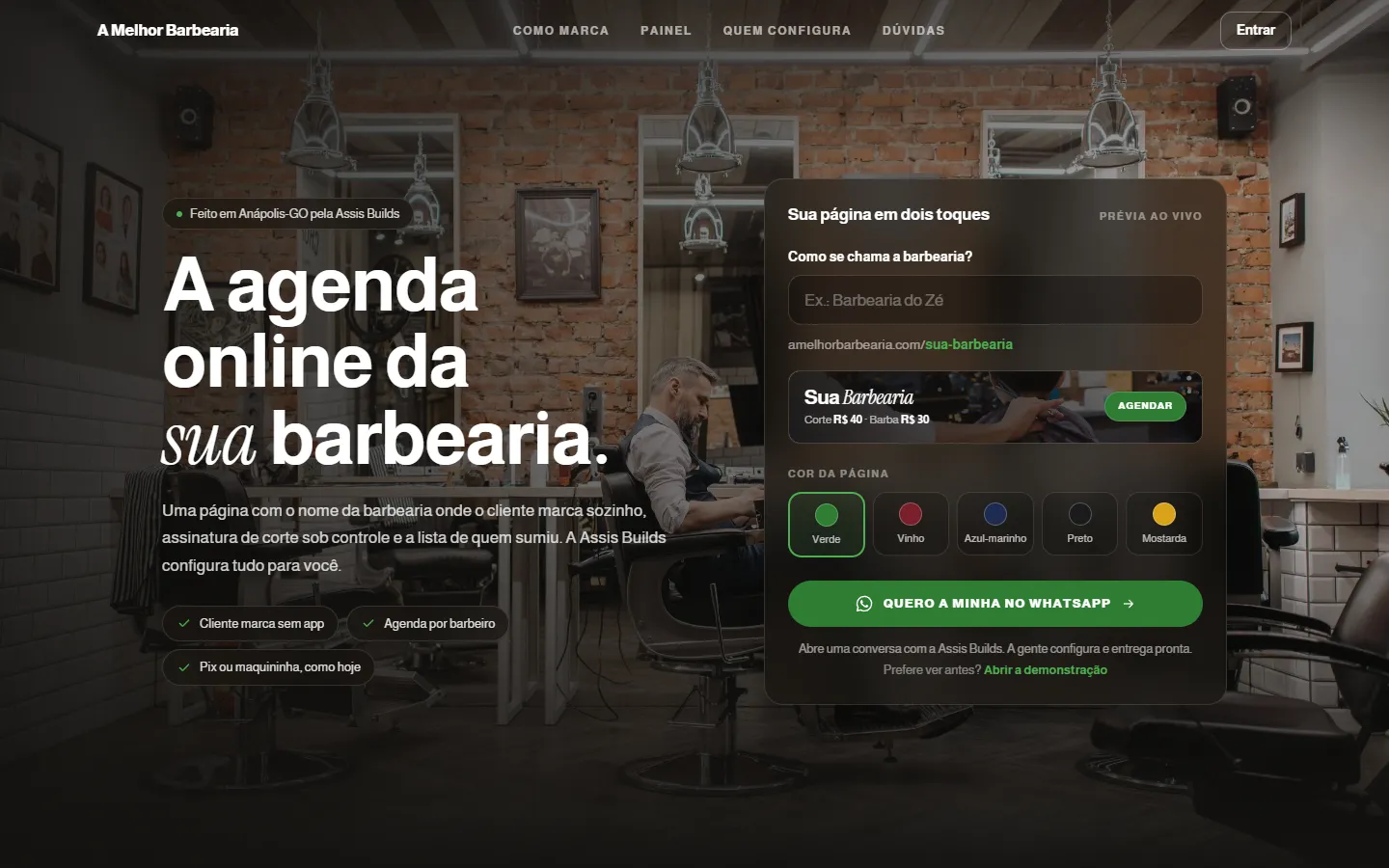 Home page di A Melhor Barbearia, agenda online per barbieri