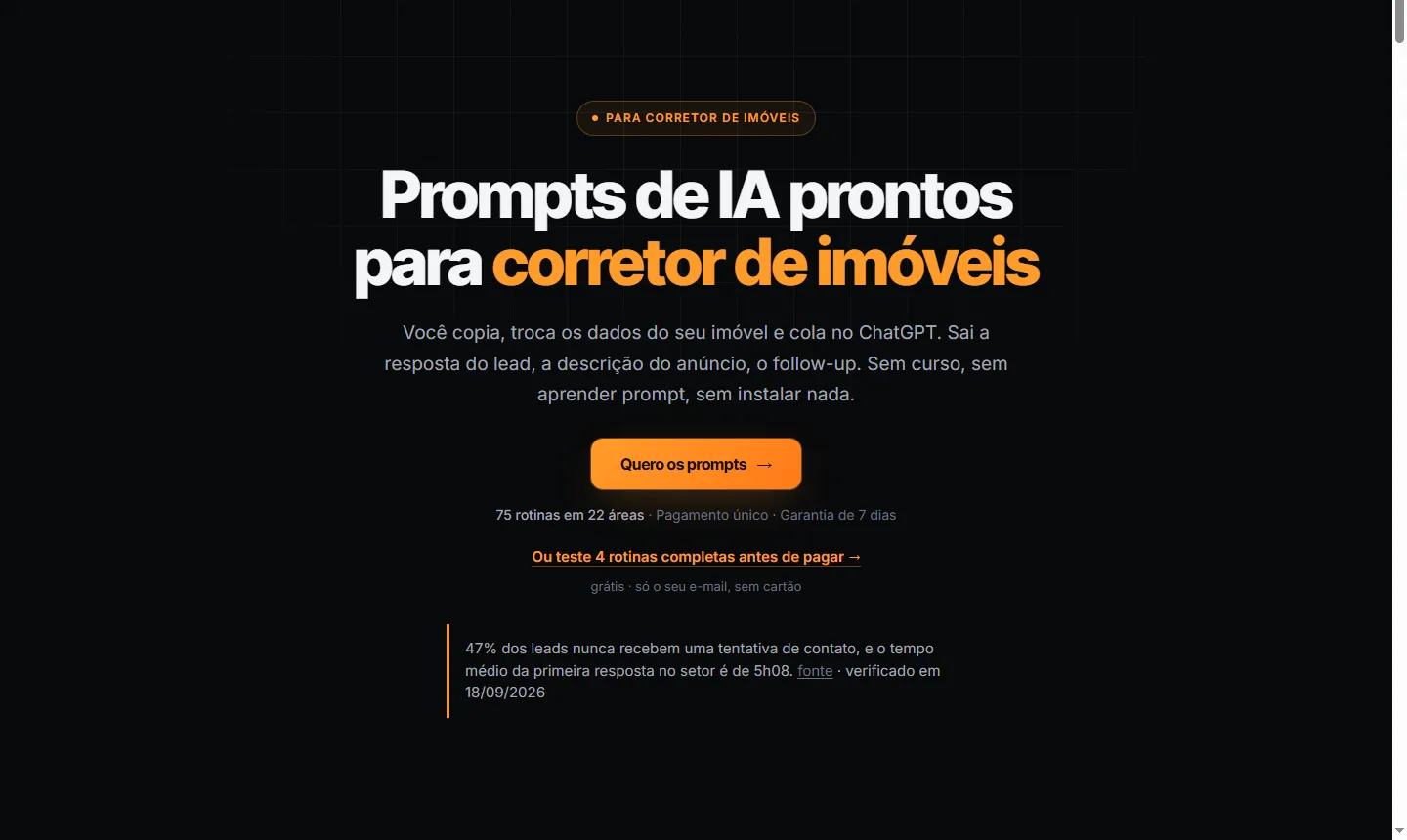 Pagina di vendita di prompt per agenti immobiliari