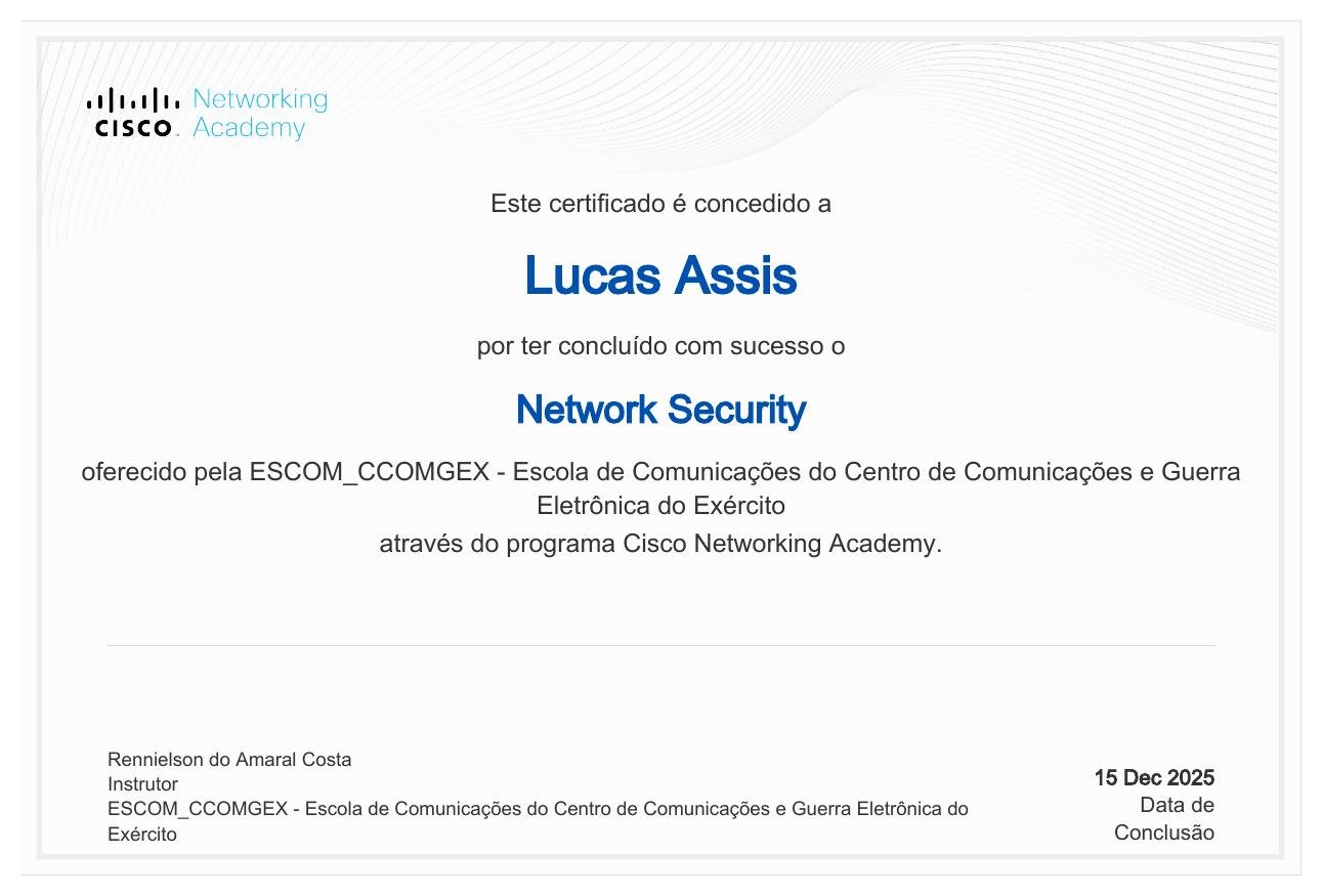 Prévia do certificado: Network Security