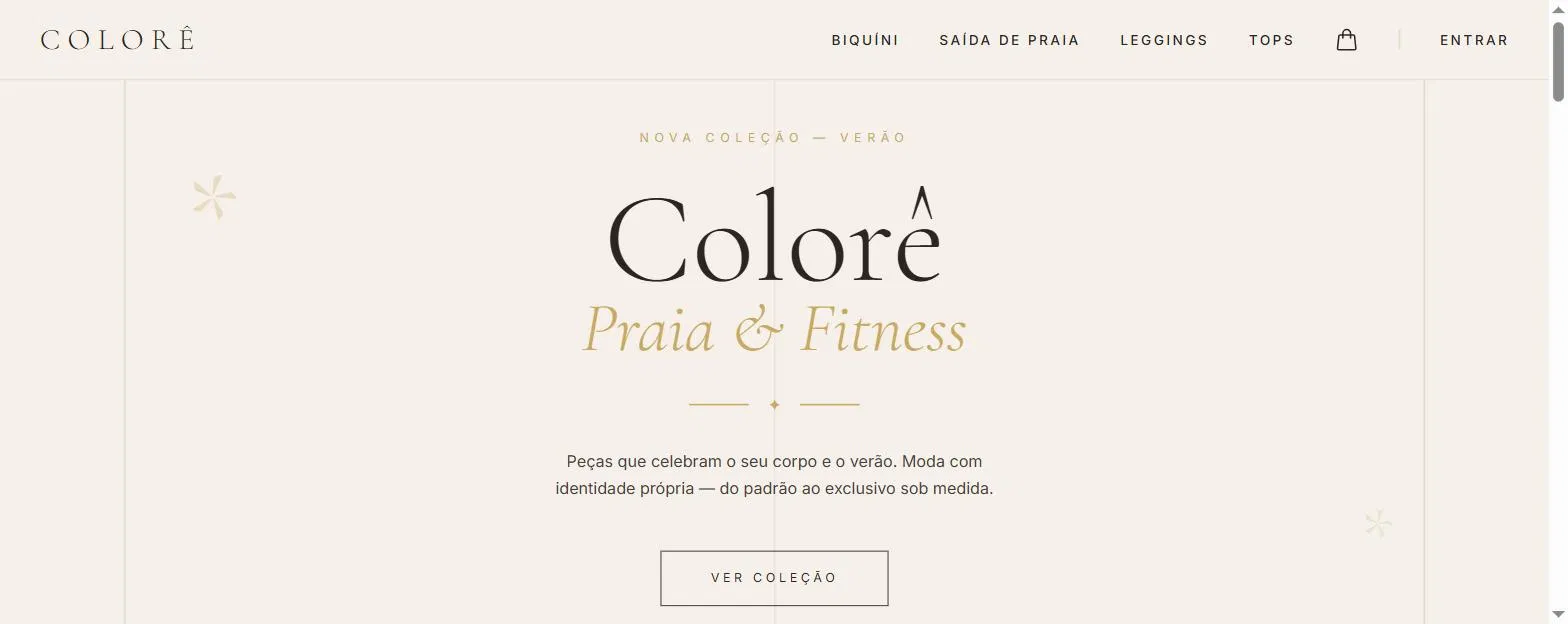 Captura de tela do projeto Colorê Praia & Fitness