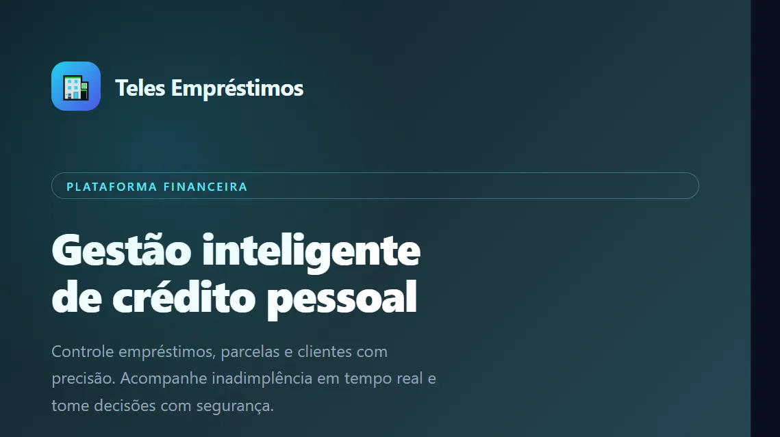 Captura de tela do projeto Teles Empréstimos